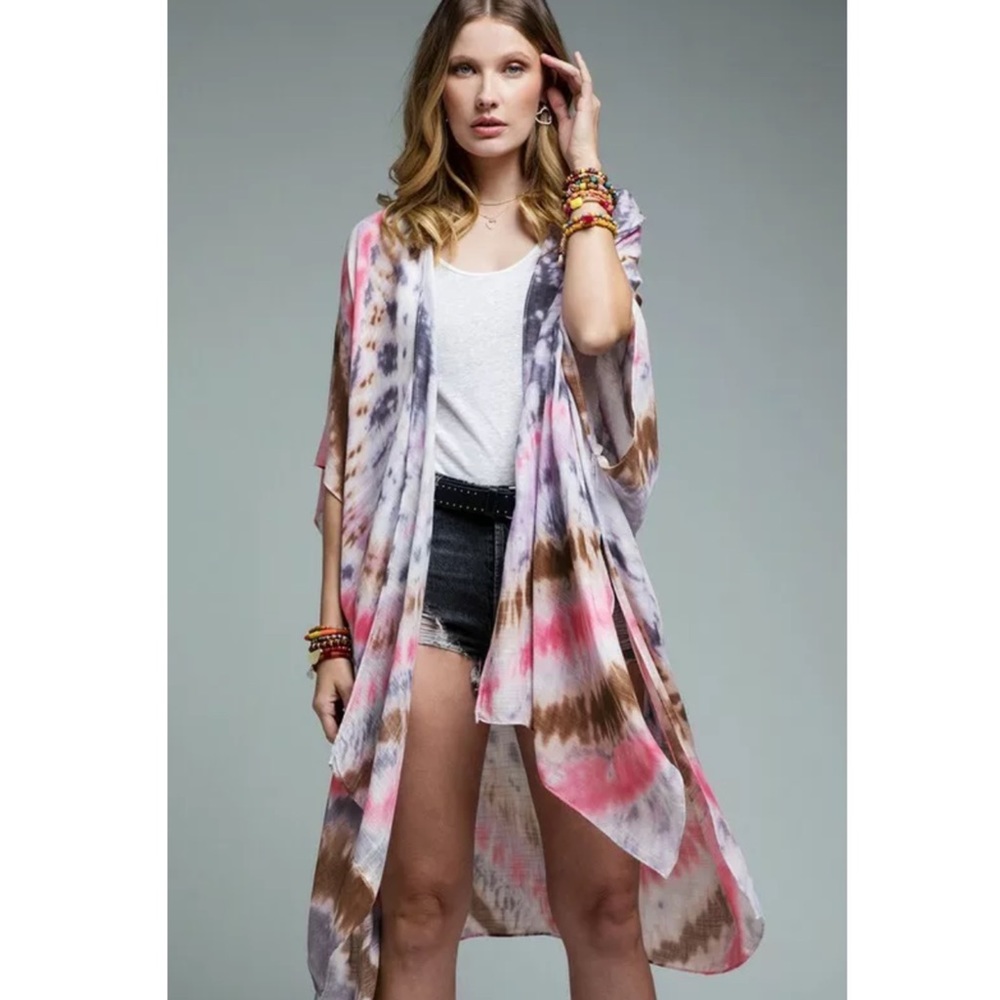 SOLD OUT Dreamer Tie Dye Boho Open Kimono Wrap Top - Picture 5 of 6